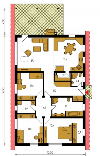 Plan de sol du rez-de-chaussée - BUNGALOW 133
